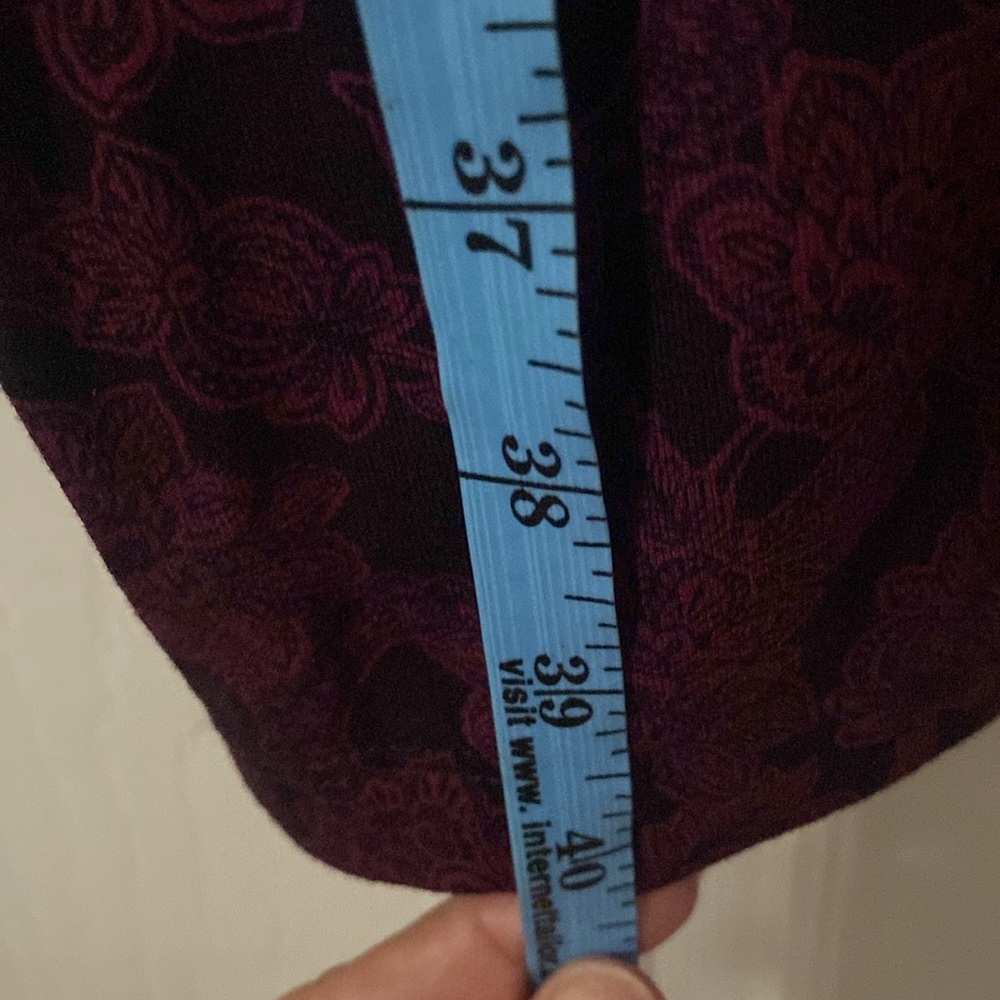 Banana Republic wine & black dress w keyhole neck & fringe tie L NWT PTP 23 - Picture 16 of 16